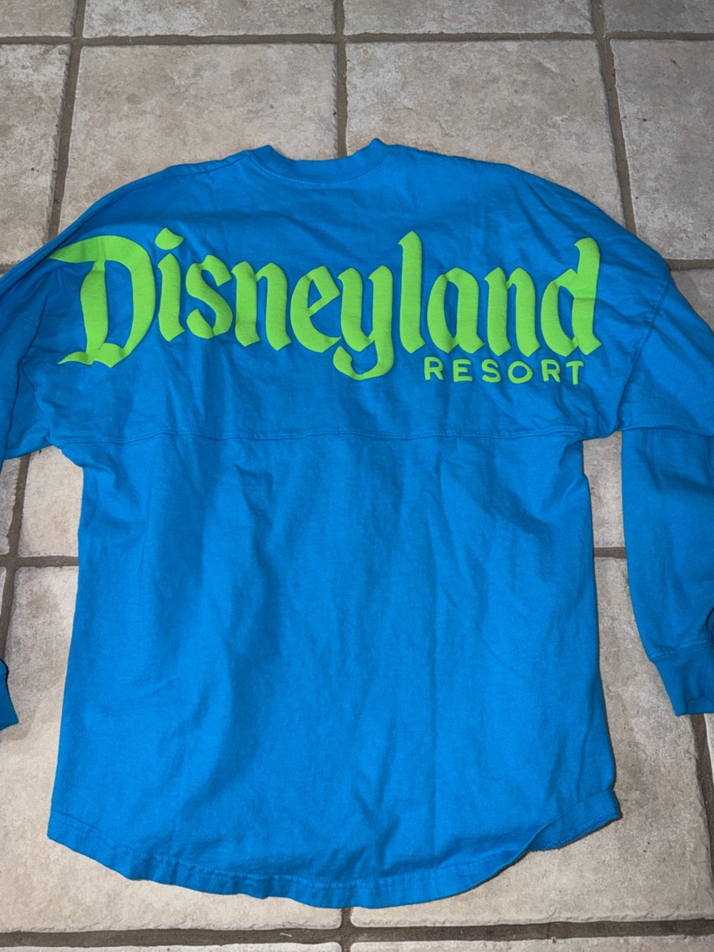 Disneyland Resort Blue Tee with Neon Green Logo